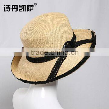 Summer Leisure Straw Hat With Romantic Button Bow Beach Straw Hat photo-6