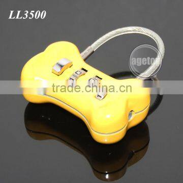 Cute Dog Bone Shaped Travel Luggage Three Codes Lock Suitcase Password Combination Lock Steel Wire Cipher Metal Digital Padlock photo-6
