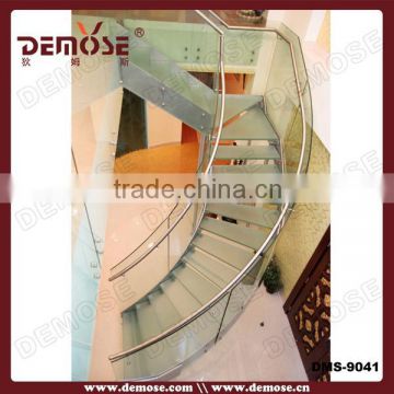 2015 hot selling laminated glass stair discount/spiral stair with cover