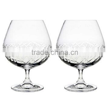 Graffiti 23 Oz Brandy Glasses set of 2 leadfree crystal high quality handcut cognac glass blown manufacture