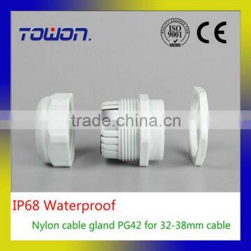 PG42 Waterproof Nylon Plastic Cable Gland Connector for 32-38mm Cable White Color Hot Sale IP68 Factory Wholesale