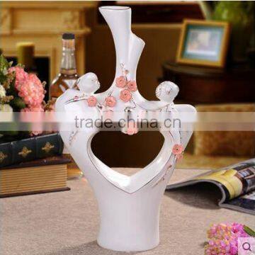 gold ouline hand made rose flower bird lover trumpet vase for wedding