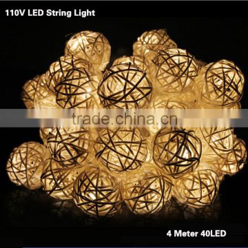 110V LED String Light Christmas Holiday Light 4 Meter 40Led Holiday Festival String Ball US Type Plug White/Warm white/RGB New