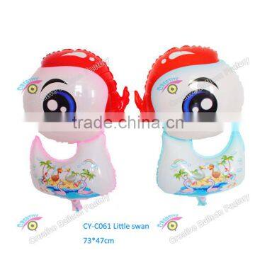 2016 custom design little swan foil balloon aluminum foil balloons