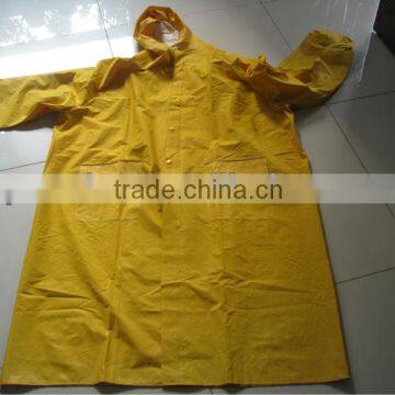 waterproof adult pvc/polyester long raincoat