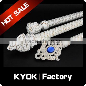 KYOK Elegant white gold crack color curtain finials, curtain rod set wholesale with cheap price