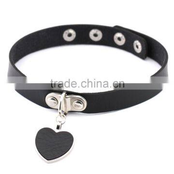 Wholesale Anime Rock Harajuku Punk Gothic Heart Necklace Pendant Leather Necklace Leather Collar Choker Necklace Bracelet
