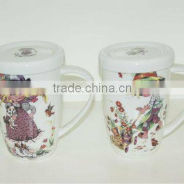 export shape V grade A children baby kids fine royal bone china ceramic beer mug made in Tangshan