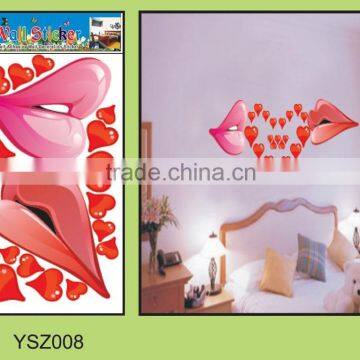 Romance lovely heart room decor 3D wall sticker/removable heart shape large decorative wall sticker