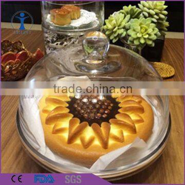 high quality clear glass cake stand with dome