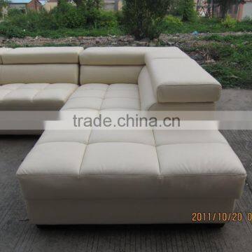 L Shape White Leather Sectional Sofa 8043