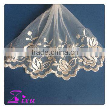 2016 unique fancy design embroidery mesh polyester lace wholesales