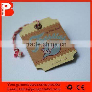 2015 kraft card folded with cotton string, Gold hot stamping,garment paper tag,jewelry hang