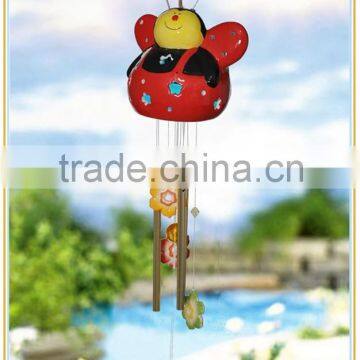 outdoor ceramic bee wind chime with solar garden led lights