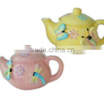 factory direct wholesale Ceramic Spring Teapot With Butterfly