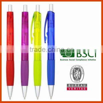 Plastic colorful Ballpoint pen with silver accents for promotion office & school supplies