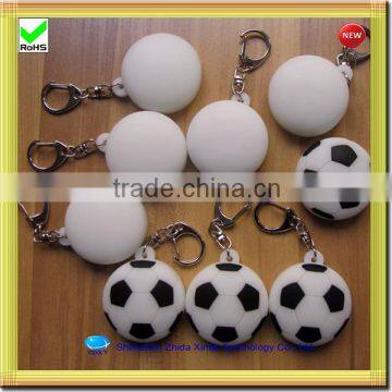 trendy black and white silicone 3d led keychain