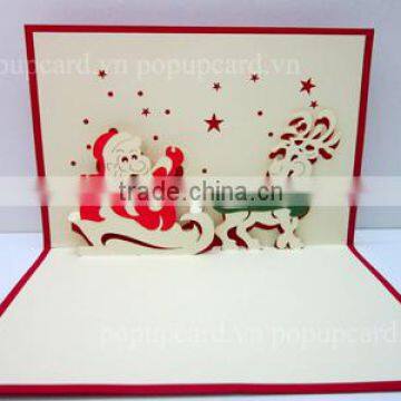 Santa Claus Merry Christmas and New year 3d pop up card