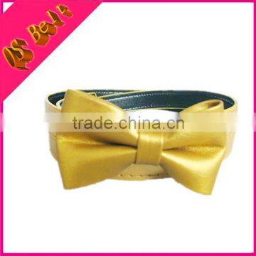 Skinny Women Pretty Gold PU Bowknot Belt For Dress