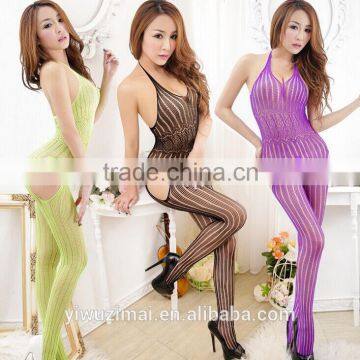 Lingerie Soft Sexy Crotchless Open Crotch Bodystocking Halter Neck