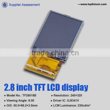 Factory supply small size 2.8 inch TFT LCD 240*320 touch panel 6 o'clock lcd display screen