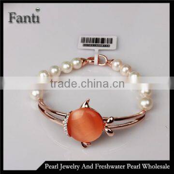 Women Gemstone Bracelet With Freshwater Pearl Bead
