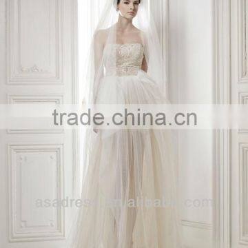 2014 New Style Lace Short Skirt with Long Tulle to the Floor Wedding Anniversary Dresses (WDER-YOUNG)