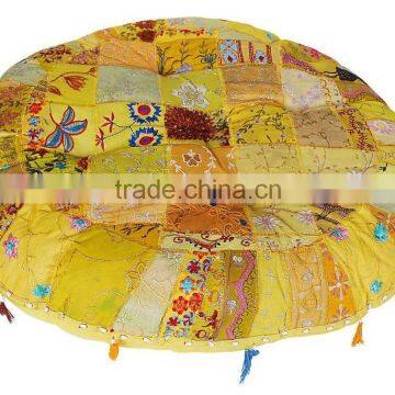 ARTHPF-12 khambadia work living room Round yoga Chair Pads Patchwork Modern embroidered Poufs ottomans Manufacturer Suppliers