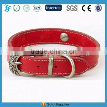 LF Engrave Floral Metal Buckle Leather Dog Collar with Exquisite Accessories