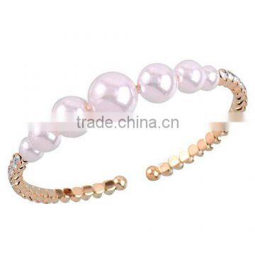 Simple design jewelry small and big pearl adjustable cuff opening bangle