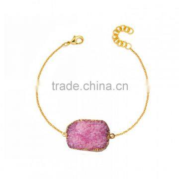 2016 Hot Selling Fashion Rough Natural Stone Bracelet Green Druzy Beads Bracelet