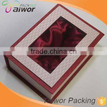 High End Custom Magnet Lid Paper Satin Lining PVC Window Gift Box