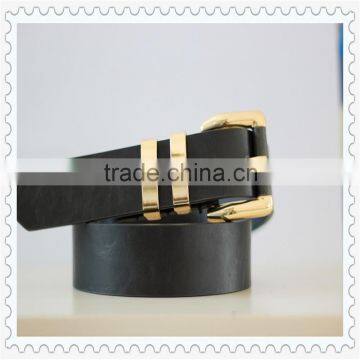 Black belt flat leather belt pu leather with alloy buckle