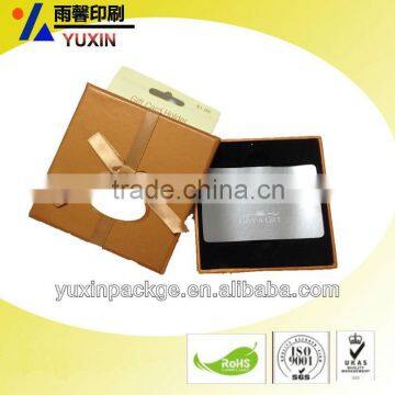 hot sell! high quality gift card /shopping card/name card paper packing box with ribbon tie and hanger