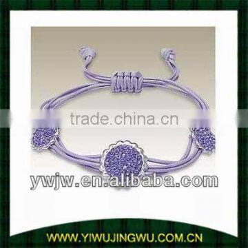 purple leather bracelet with diamond for fashion jewelries