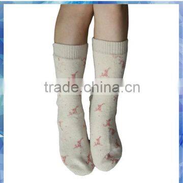 Christmas deer knitted sock slippers with leather sole for women