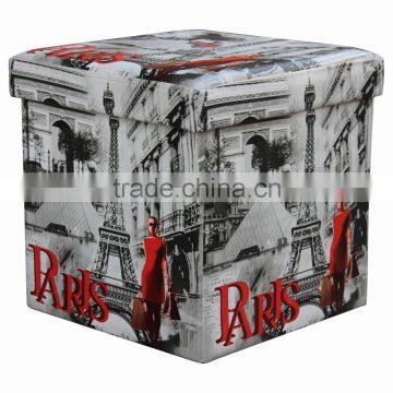 Paris Style Printing foldable ottoman