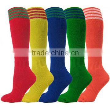 professional quality men's red nylon designer stripes knee high customized wholesale long football socks