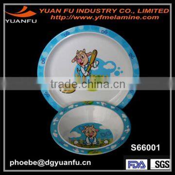 2014 new design melamine kids plate and bowl