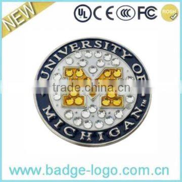 custom souvenir metal coin with rhinestone
