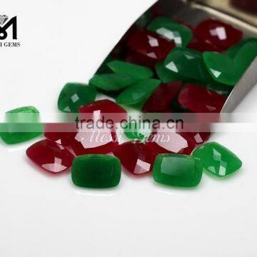 Cushion 15 x 20 mm Faceted Green / Red Quartz Jade Loose Gemstone