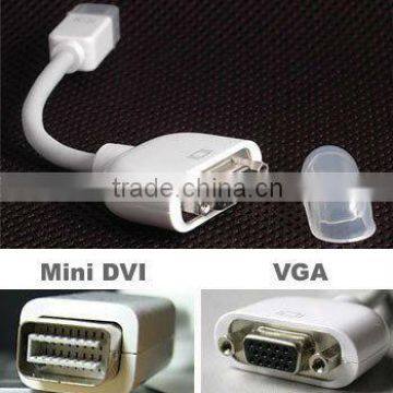 6 inch VGA Female to Mini DVI Adapter White/Typically used to connect a mini DVI device to a VGA device