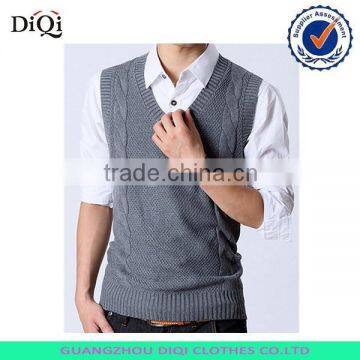 2015 fashion leisure man's v-neck jacquard vest knitting pullover sweater