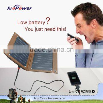 Sunpower solar panel power bank charger, solar power universal travel adapter with usb 2A charger