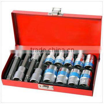13PCS blue socket wrench set with ratchet wrench