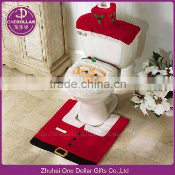 Christmas Santa Toilet Seat Cover and Rug Set (Red), christmas decorations, christmas gift