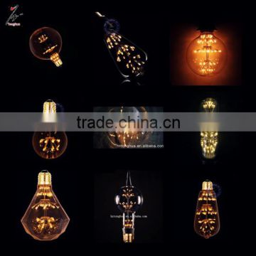 Diamond led light G125 round shape fireworks bulb E27 Brass