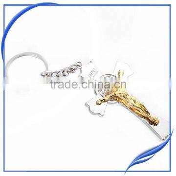 Promotion custom religious cross metal key ring