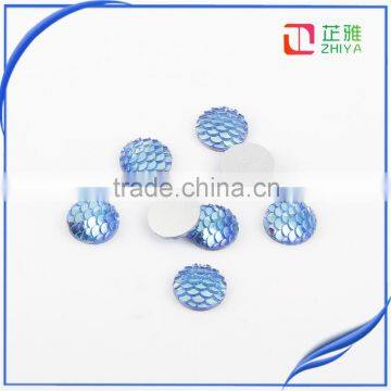 Resin Sew on Stone Round Shape With Fish Scales Red Color Flatback Rhinestone Beads photo-2