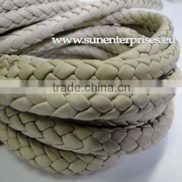 Braided Leather cords -6mm-CREAM